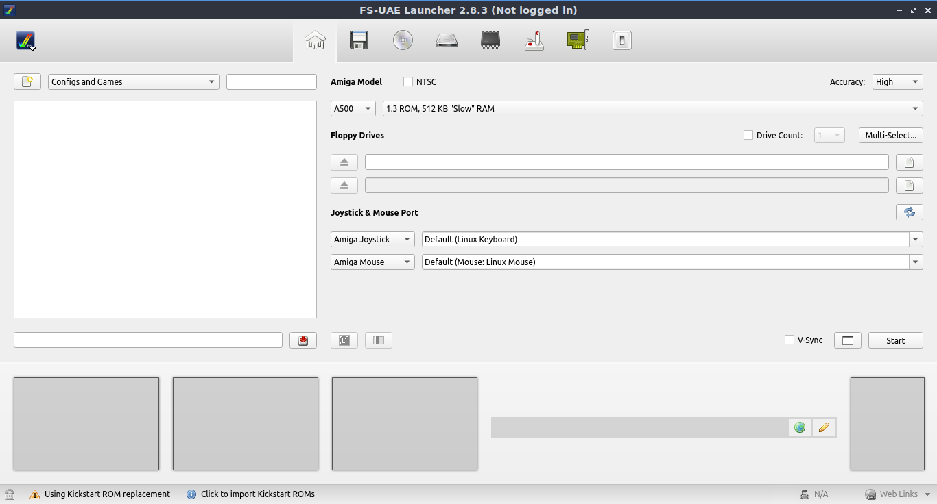 fs-uae launcher window