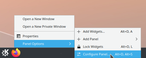 Select panel options >> configure panel